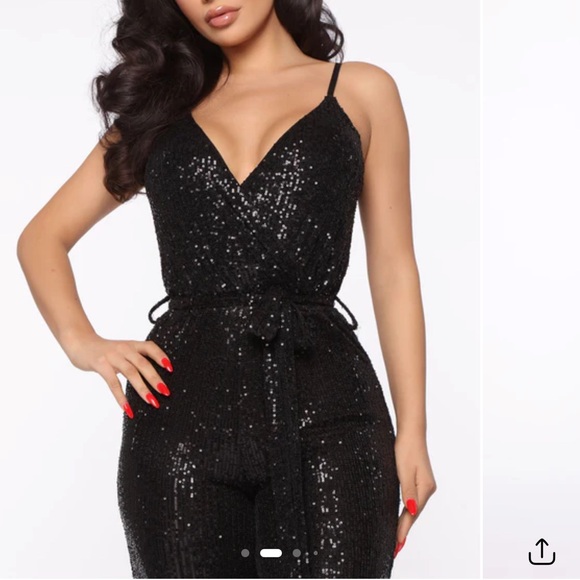 Elegant Black Sequin Jumpsuit XL Fashion Nova - Picture 2 of 13